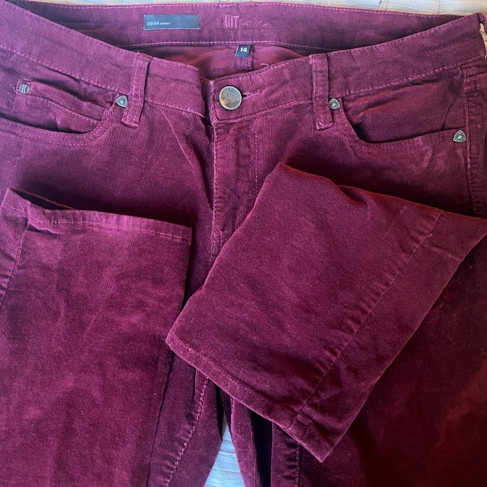 Kut from the Kloth Diana Skinny Corduroy Jeans – Deep Red – Size 14